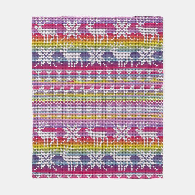 Nordisk julfärgad vinter Knitten Mönster Fleecefilt (Framsidan)