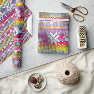 Nordisk julfärgad vinter Knitten Mönster Presentpapper