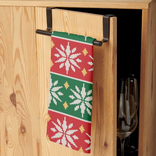 Nordisk julstickning kökshandduk (Thirds Fold)