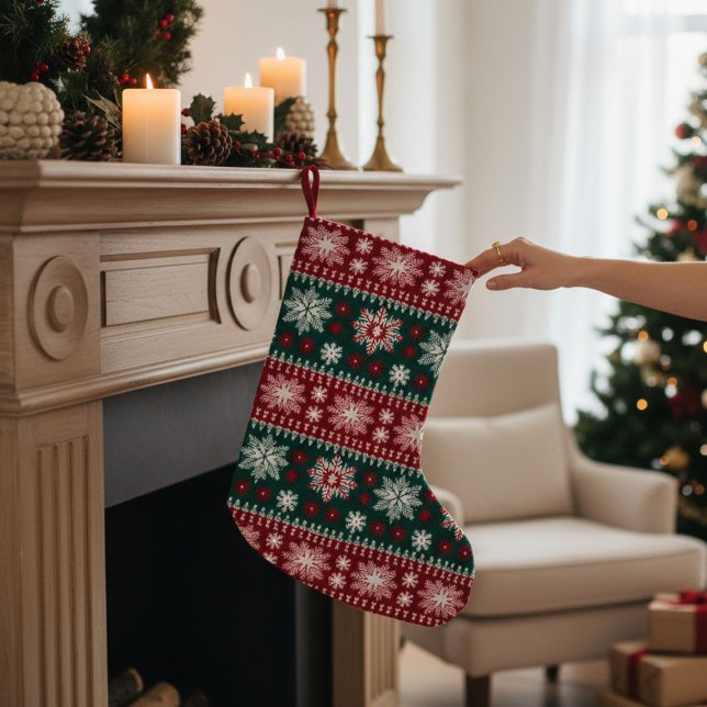 Nordisk jultomte Faux Knuteled Mönster Liten Julstrumpa (Skapare uppladdad)