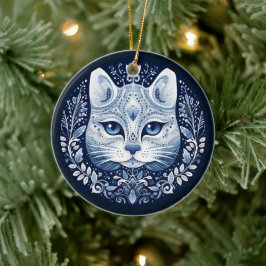 Nordisk kattprydnad julgransprydnad keramik