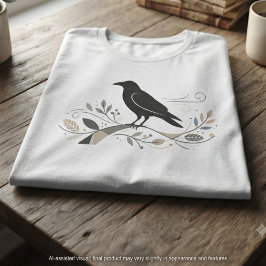 Nordisk Kråkkonst Minimalistisk Fågel Naturälskare T Shirt