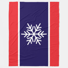 Nordisk ljusröd marinvit Rand Snöflake Fleecefilt