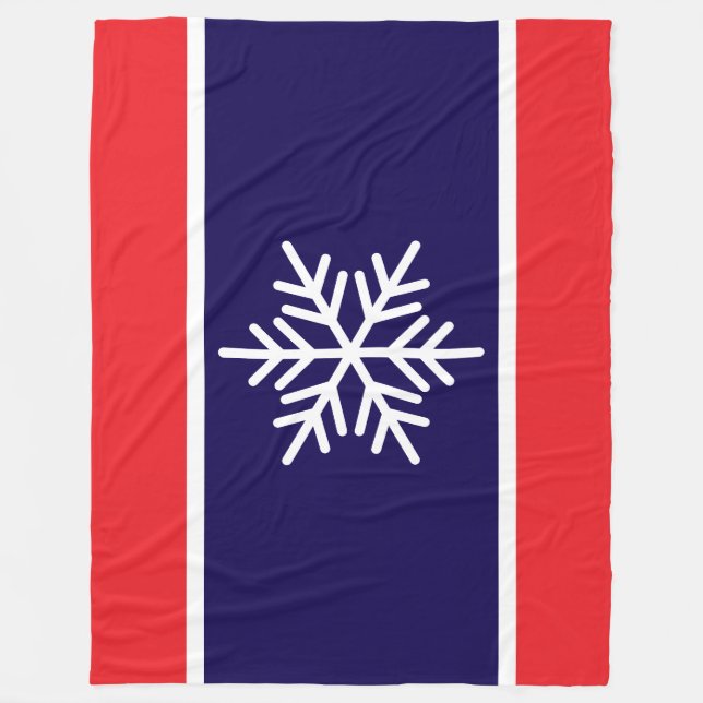 Nordisk ljusröd marinvit Rand Snöflake Fleecefilt (Framsidan)