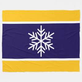 Nordisk marin vit Gult Rand Snöflake Fleecefilt