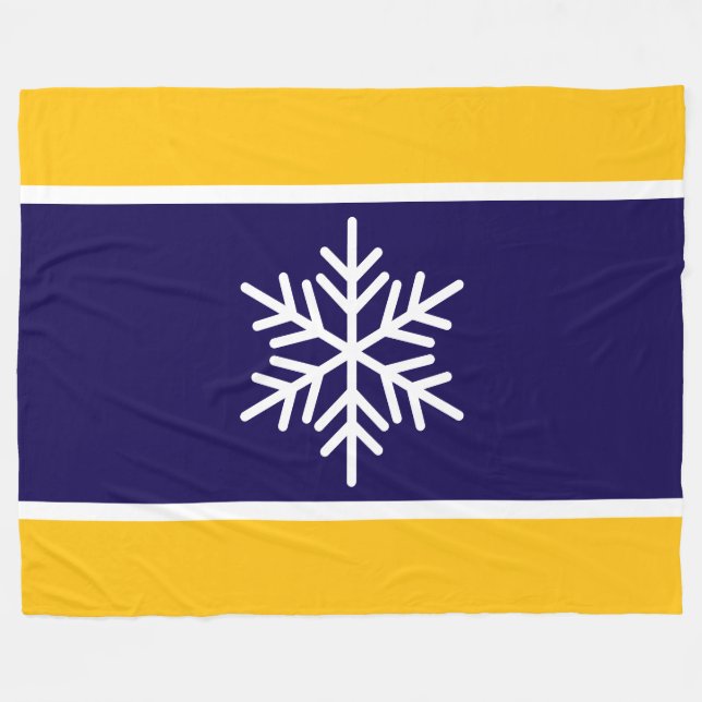 Nordisk marin vit Gult Rand Snöflake Fleecefilt (Framsidan (Horisontell))