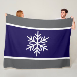 Nordisk marinblått Grått Vit Rand Snöflake Fleecefilt