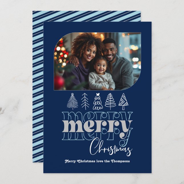 Nordisk natt Modern Retroklotter Jul Foto Julkort (Fram/baksida)