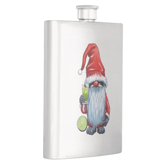 Nordisk Nisse Gnome Gonk som håller ett glas Lime Fickplunta (Höger)