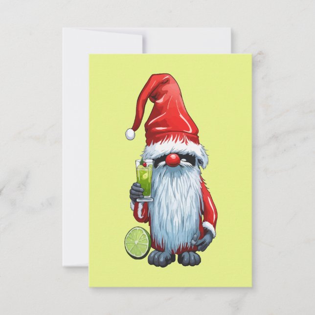 Nordisk Nisse Gnome Gonk som håller ett glas Lime  Inbjudningar (Framsida)