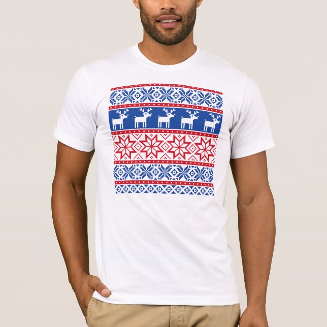 Nordisk ren och snöflingor t shirt (Framsida)
