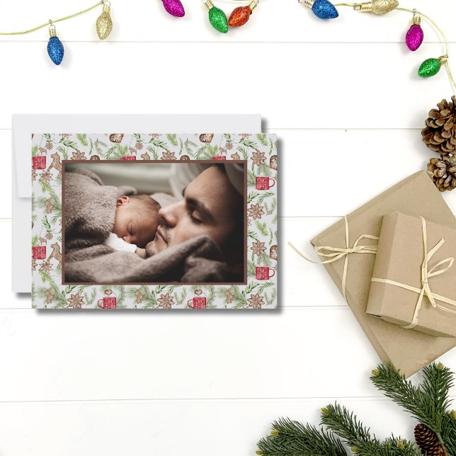 Nordisk skandinavisk konst En familj foto jul Julkort (Nordic Cute Scandinavian Folk One Photo Christmas Card)