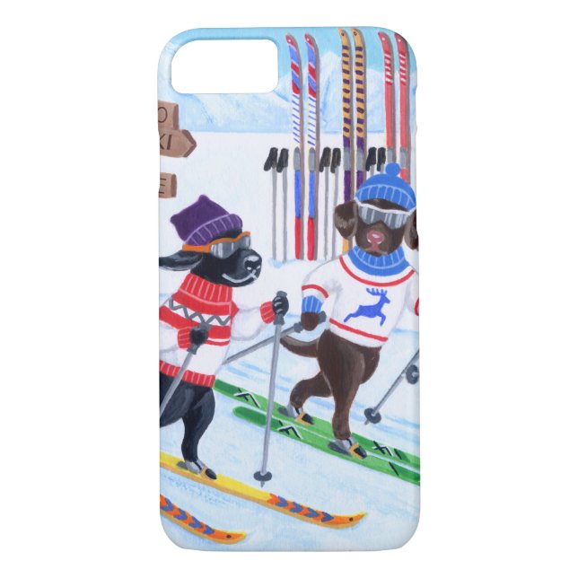 Nordisk skida Labradors målning Case-Mate iPhone Skal (Baksida)