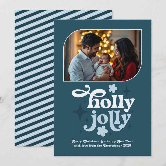 Nordisk skymning Modern blå julfotografi Julkort (Fram/baksida)