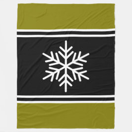 Nordisk snöflake Black Golden Olive White Rand Fleecefilt