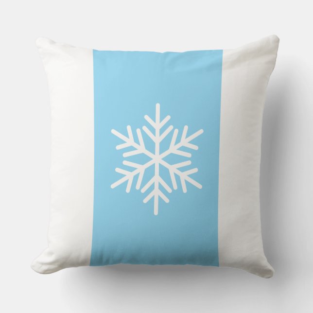 Nordisk snöflingljusblå vit Helgdag Rand Kudde (Framsida)