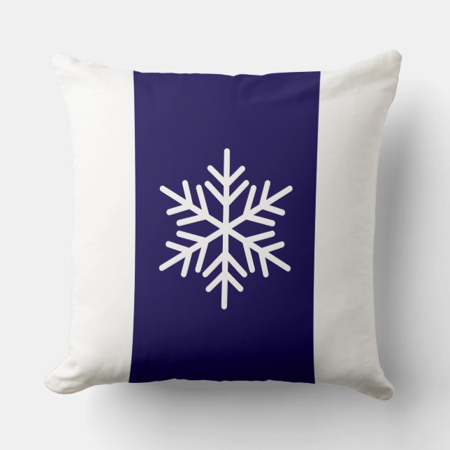 Nordisk snöflingor Blå vit Helgdag Rand Kudde (Framsida)