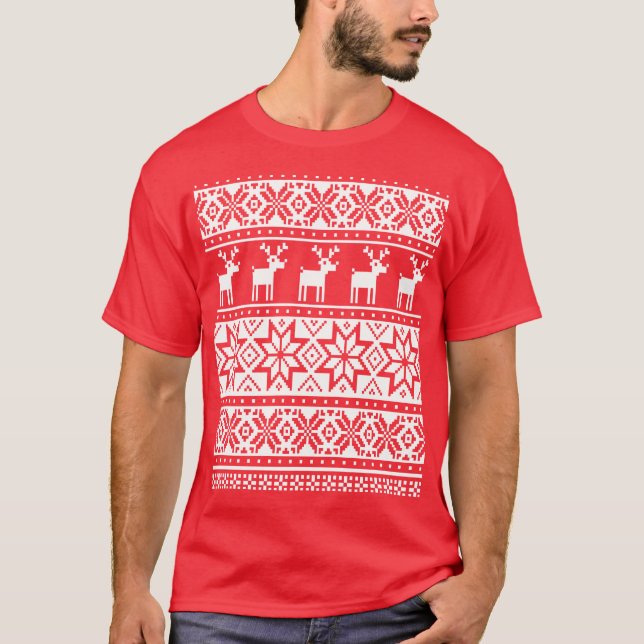 Nordisk snöflingrepp, ugga julsötare t shirt (Framsida)