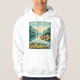 Nordisk sommar – Vintage skandinavisk fjordresa Hoodie