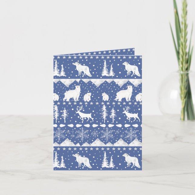 Nordisk sötare Dusk Himlar Blue Winter Animals Helgkort (Framsida)