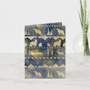 Nordisk sötare Guld Vinterdjur Vinterdjur på kväll Helgkort