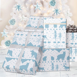 Nordisk sötare Himlar Blue Winter Animals White Presentpapper
