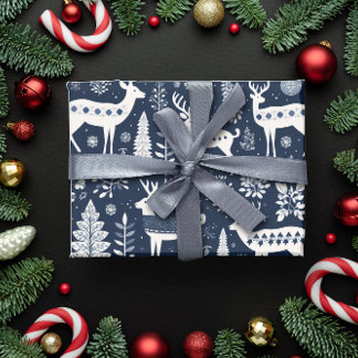 Nordisk Stil Hjort Blå jul Presentpapper