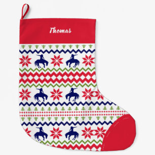 Nordisk stil Rodeo Cowboy Mönster Jul Stor Julstrumpa