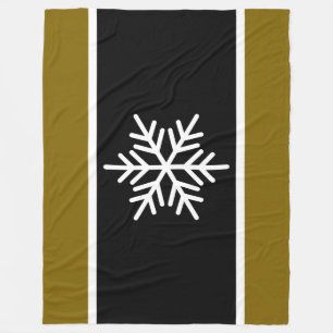 Nordisk svart Golden Brown White Rand Snowflake Fleecefilt