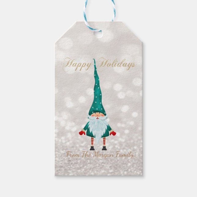 Nordisk Tomte Glitter Bokeh Presentetikett (Framsidan)