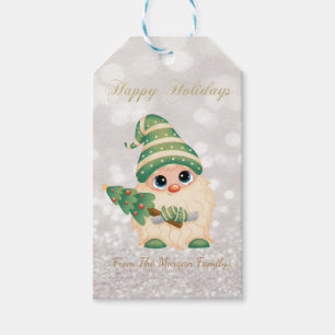 Nordisk Tomte Gran Glitter Bokeh Presentetikett