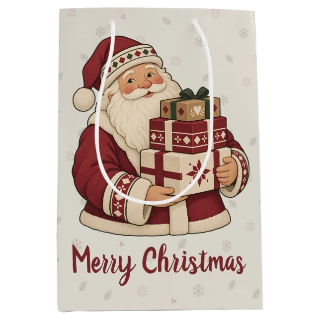 Nordisk tomte med staplade julklappar (Framsidan)
