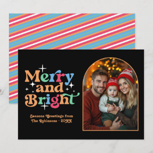 Nordisk Vinter Modern Retro Jul Familjefoto Julkort