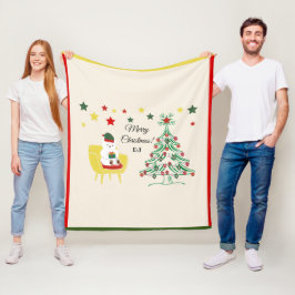 Nordisk vinterrödvit kute Bear God jul Fleecefilt