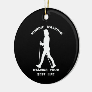 Nordisk Walking Alternate Black and White Sides Julgransprydnad Keramik