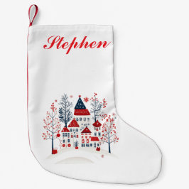 Nordiska byn med personlig beröring liten julstrumpa