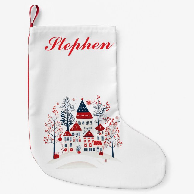 Nordiska byn med personlig beröring liten julstrumpa (Framsidan)