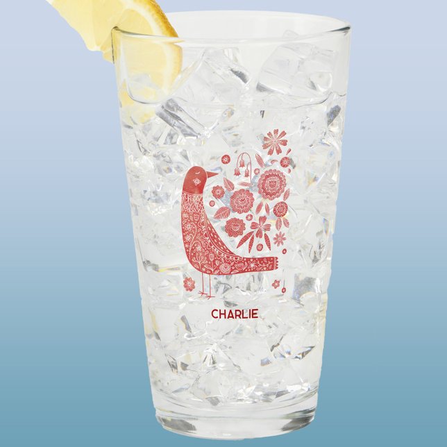 Nordiska fågelPersonligen Glaskopp (Scandinavian bird personalized name glass tumbler)