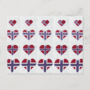 Nordiska Flagga Heart Kor Stitch Norge Vykort