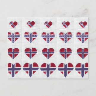 Nordiska Flagga Heart Kor Stitch Norge Vykort