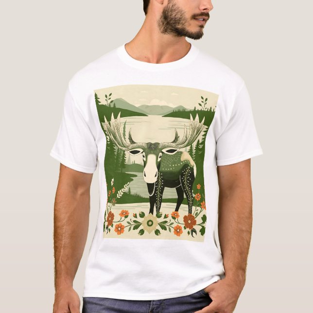 Nordiska fluoser med Blommönster T Shirt (Framsida)