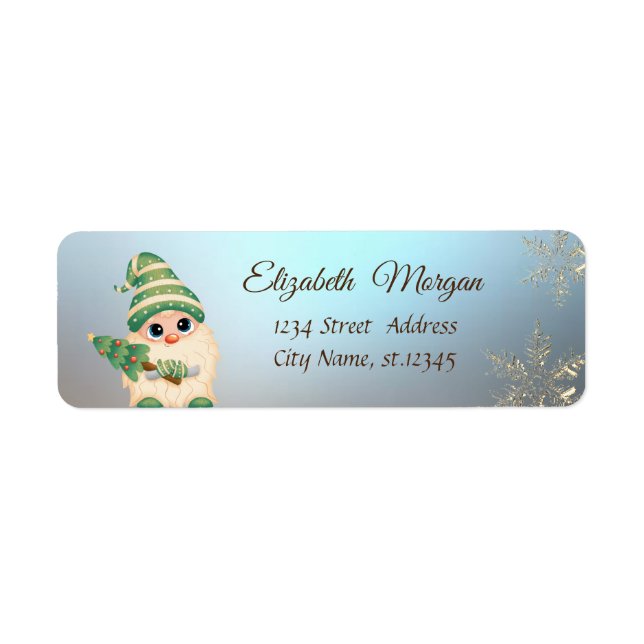 Nordiska Gnome Snöflingor, Returadress Etikett (Framsidan)
