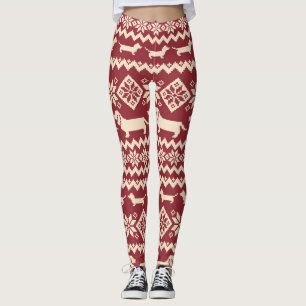 Nordiska Hund: Quirky Illustration Mönster. Leggings