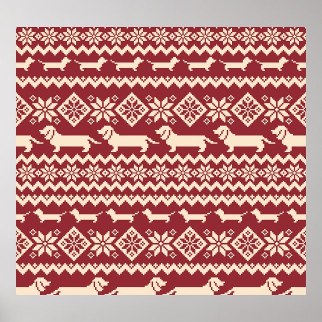 Nordiska Hund: Quirky Illustration Mönster. Poster (Framsidan)