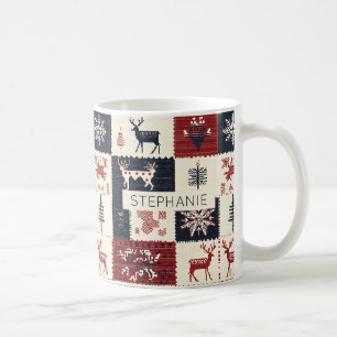 Nordiska jul-Sticka Reindeer & Snöflingor Kaffemugg