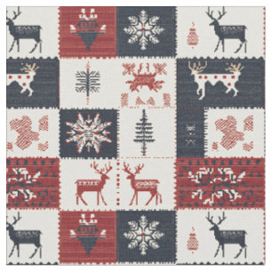 Nordiska jul-Sticka   Reindeer & Snöflingor Tyg