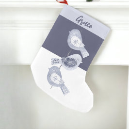 Nordiska julblåa fåglar liten julstrumpa