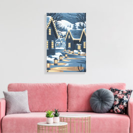Nordiska julbyage Art Scandinavian Winter Canvastryck