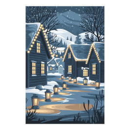 Nordiska julbyage Art Scandinavian Winter Fototryck