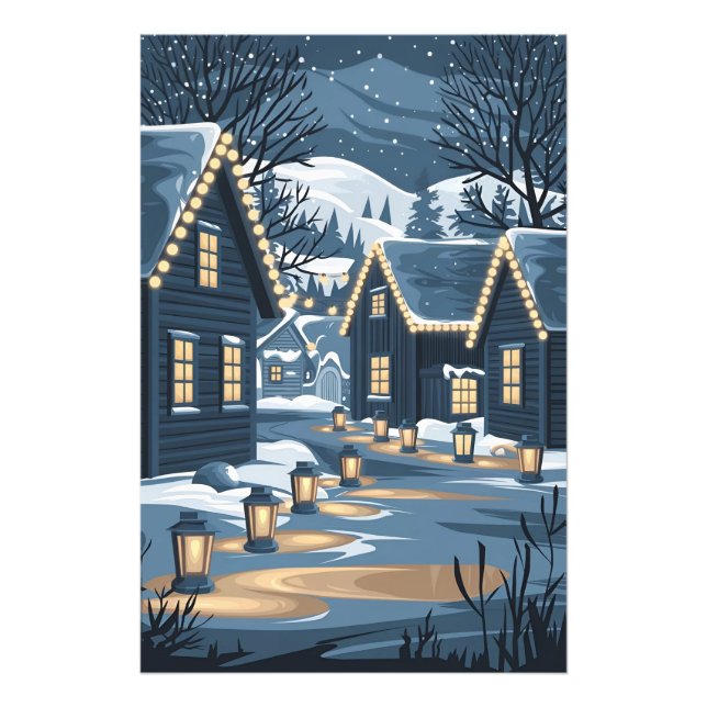 Nordiska julbyage Art Scandinavian Winter Fototryck (Framsidan)